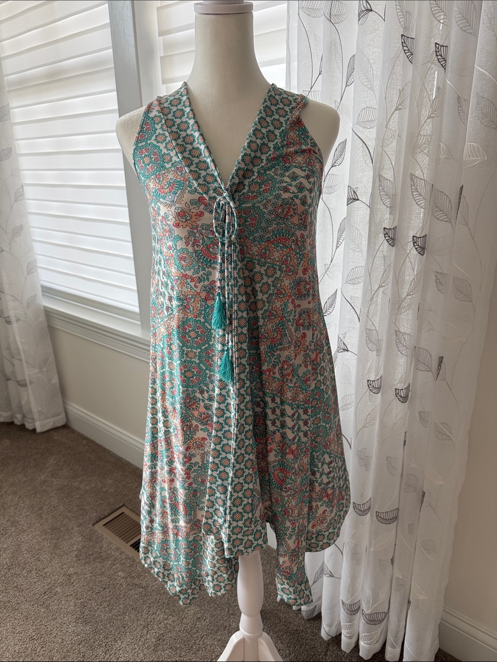 Coco Reef Floral Print Swimsuit cover-up in Mint & Coral